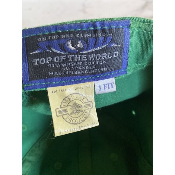 Green Budweiser B Hat Cap One Fit Fitted - Picture 6 of 8